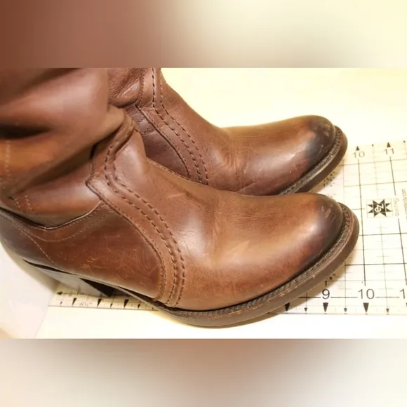 Frye Patina Brown Leather Riding Boots Frye Jane Tall Pull On 6 Mexico