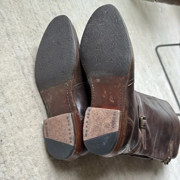 Frye Philip Tall Brown Buckle Riding Boots sz 7.5