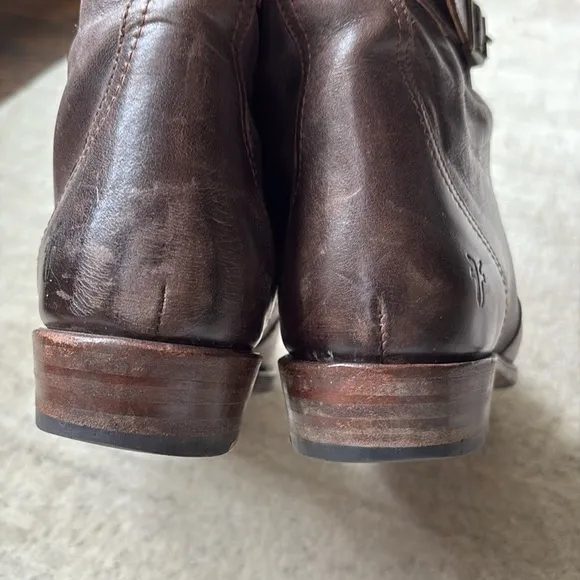 Frye Philip Tall Brown Buckle Riding Boots sz 7.5