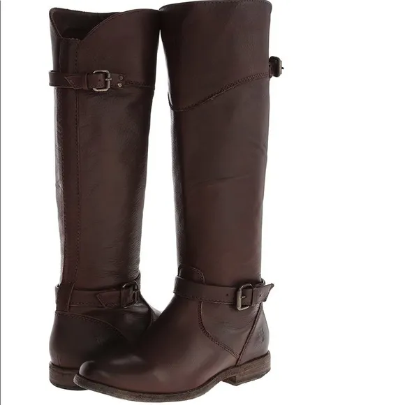 Frye Philip Tall Brown Buckle Riding Boots sz 7.5
