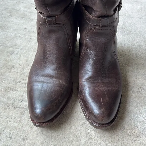 Frye Philip Tall Brown Buckle Riding Boots sz 7.5