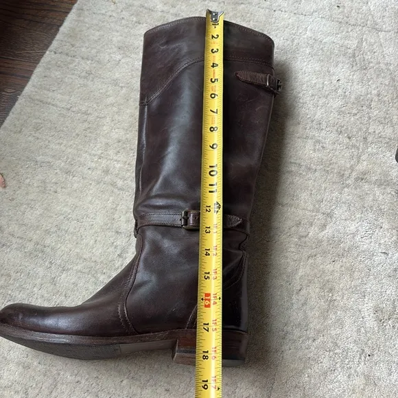 Frye Philip Tall Brown Buckle Riding Boots sz 7.5