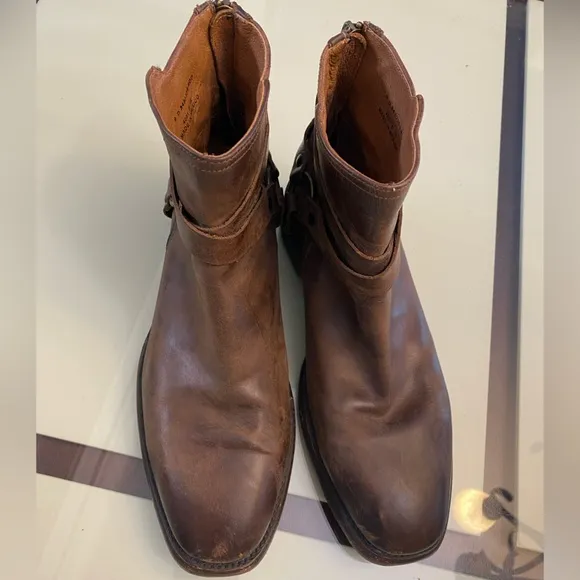 Frye Phipil Harness Boots Men Size 9 D Leather Casual Rider Motorcycle Biker Zip