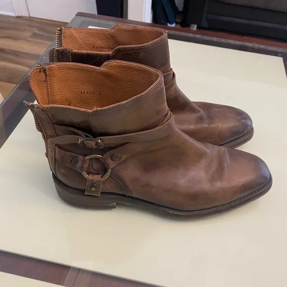 Frye Phipil Harness Boots Men Size 9 D Leather Casual Rider Motorcycle Biker Zip