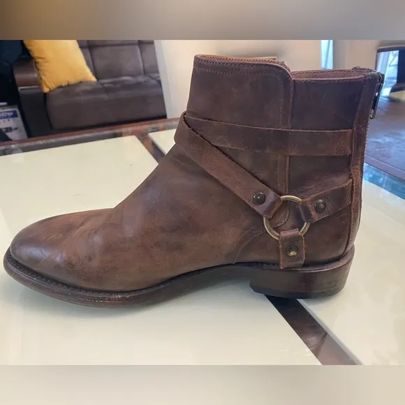 Frye Phipil Harness Boots Men Size 9 D Leather Casual Rider Motorcycle Biker Zip