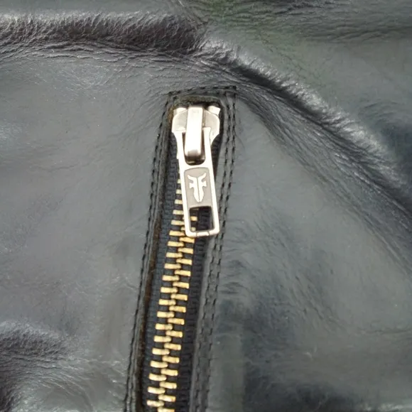 FRYE Riding Boots Leather Black Zipper Silver Ring 77215 Made in Mexico 6 B