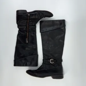FRYE Riding Boots Leather Black Zipper Silver Ring 77215 Made in Mexico 6 B