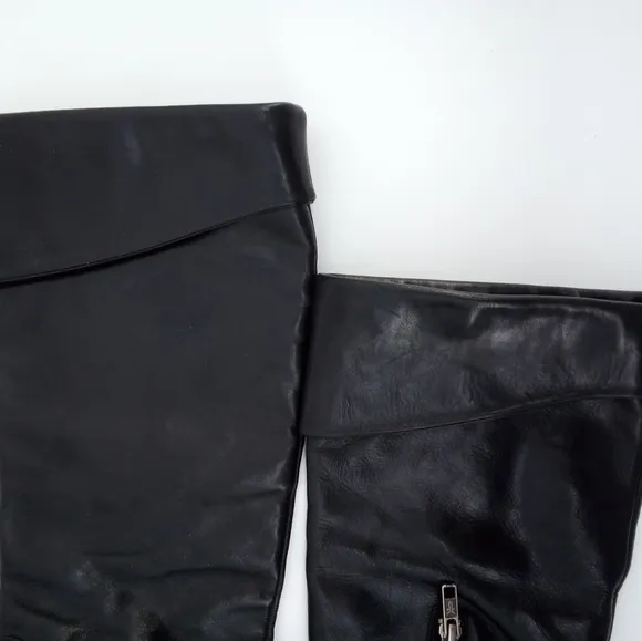 FRYE Riding Boots Leather Black Zipper Silver Ring 77215 Made in Mexico 6 B