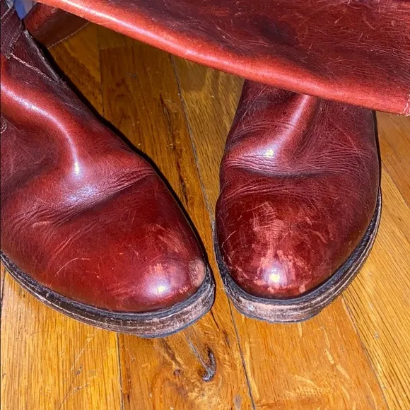 FRYE Riding Boots Leather Burgundy