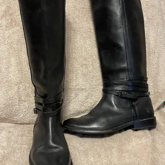 FRYE Shirley Plate Leather Riding Boots