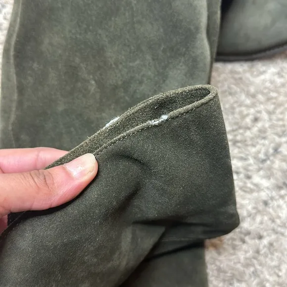 Frye Shirley Riding Fatigue Oiled Olive Suede Leather OTK Boots Size 5.5B