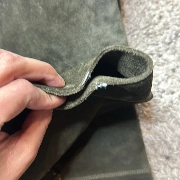 Frye Shirley Riding Fatigue Oiled Olive Suede Leather OTK Boots Size 5.5B