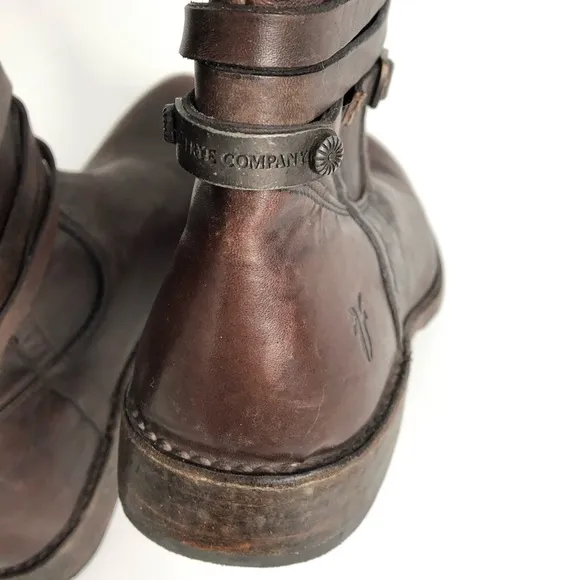 Frye Shirley Riding Plate Boots Brown Leather 6