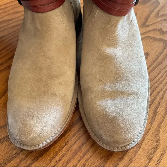 Frye Shirley Suede Leather Harness Pull-On Riding Boots, Women’s Sz 7.5