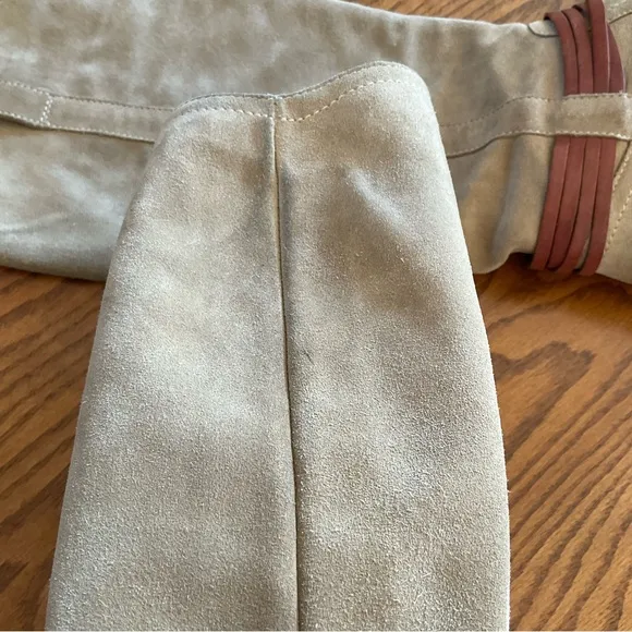 Frye Shirley Suede Leather Harness Pull-On Riding Boots, Women’s Sz 7.5