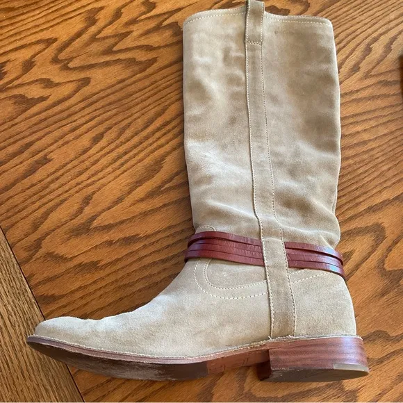 Frye Shirley Suede Leather Harness Pull-On Riding Boots, Women’s Sz 7.5