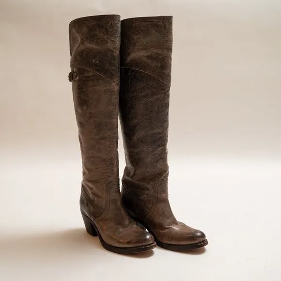 Frye Tall Jane Cuff Leather Riding Motorcycle Boots