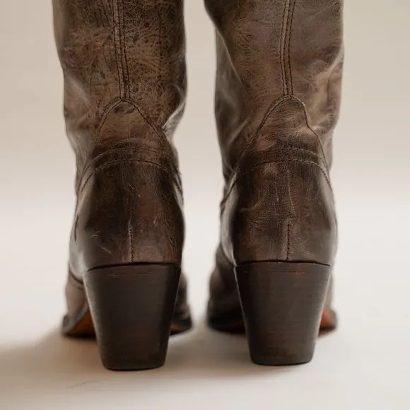 Frye Tall Jane Cuff Leather Riding Motorcycle Boots