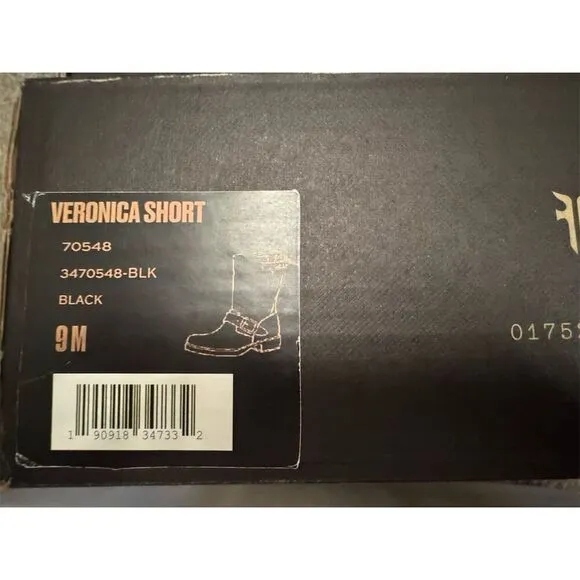 Frye Veronica Short Women's Black Leather Bootie Size 9M