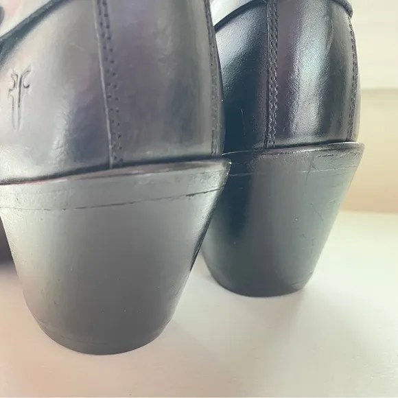 Frye Vintage Romy Harness O-ring Black Leather Ankle Boots Western Boho 7.5