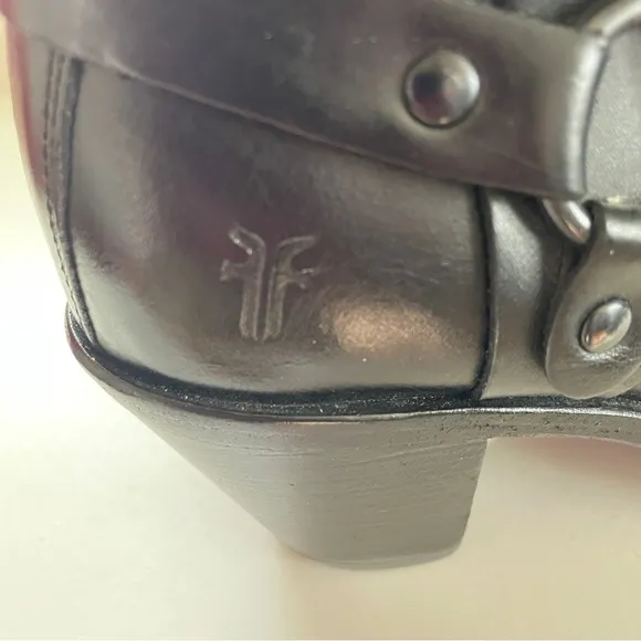 Frye Vintage Romy Harness O-ring Black Leather Ankle Boots Western Boho 7.5