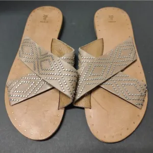 Frye Women's  Brown Ally Deco Crisscross Leather Sandal