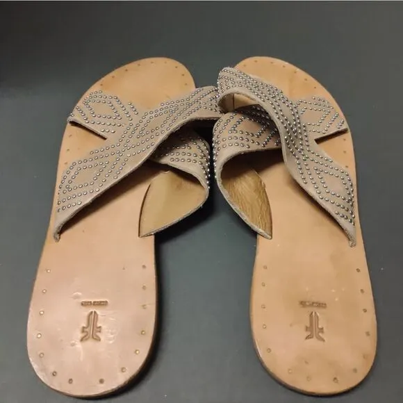 Frye Women's  Brown Ally Deco Crisscross Leather Sandal