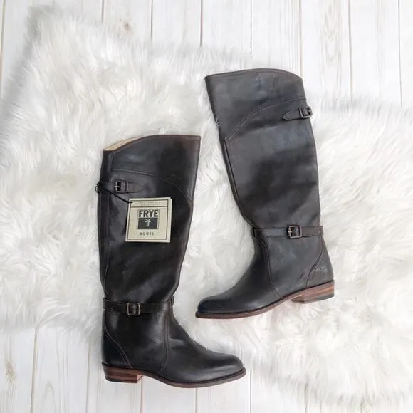 Frye Womens Leather Dorado Tall Leather Solid Brown Riding Boots Size 6 NEW