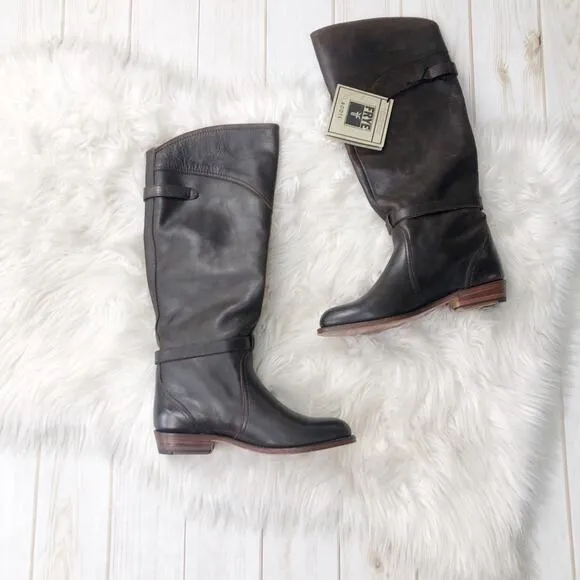 Frye Womens Leather Dorado Tall Leather Solid Brown Riding Boots Size 6 NEW