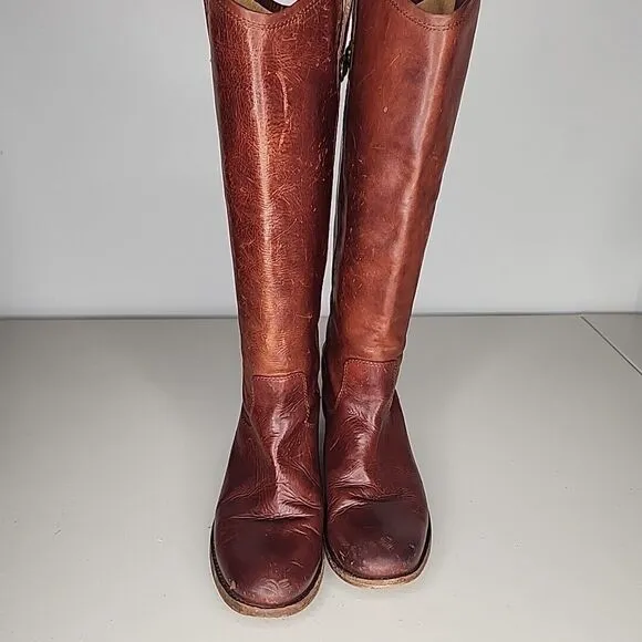 Frye Womens Melissa Button Cognac Leather Knee-High Riding Boots #77167 Size 7