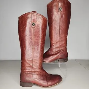 Frye Womens Melissa Button Cognac Leather Knee-High Riding Boots #77167 Size 7