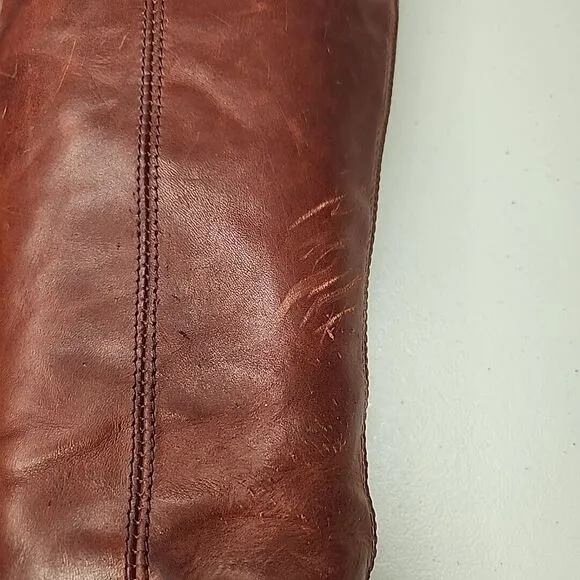 Frye Womens Melissa Button Cognac Leather Knee-High Riding Boots #77167 Size 7