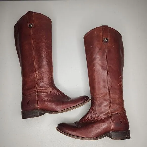 Frye Womens Melissa Button Cognac Leather Knee-High Riding Boots #77167 Size 7