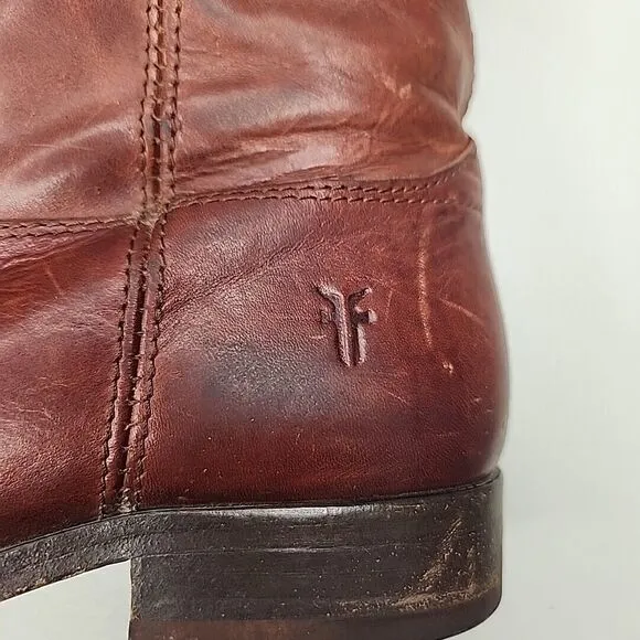 Frye Womens Melissa Button Cognac Leather Knee-High Riding Boots #77167 Size 7