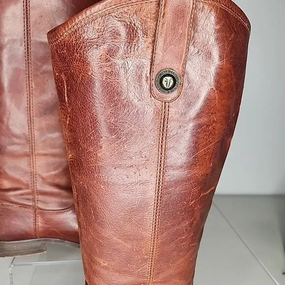 Frye Womens Melissa Button Cognac Leather Knee-High Riding Boots #77167 Size 7