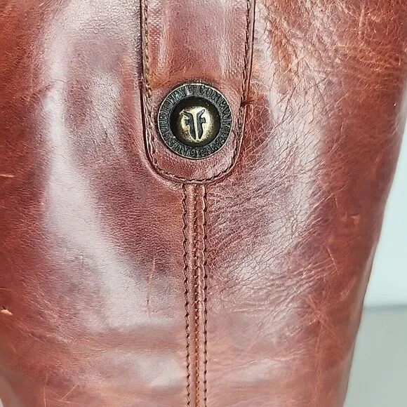 Frye Womens Melissa Button Cognac Leather Knee-High Riding Boots #77167 Size 7