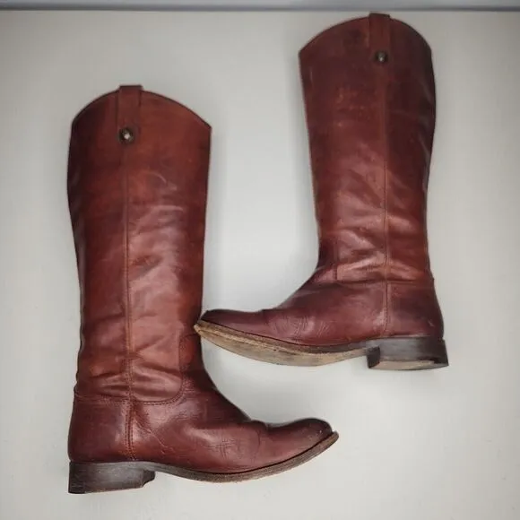 Frye Womens Melissa Button Cognac Leather Knee-High Riding Boots #77167 Size 7