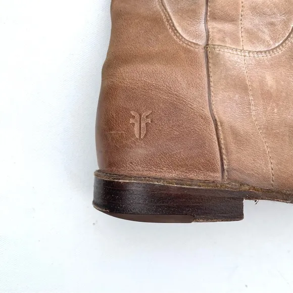 Frye Womens Paige Tall Riding Boots Weathered Distressed Burnished Tan 7.5