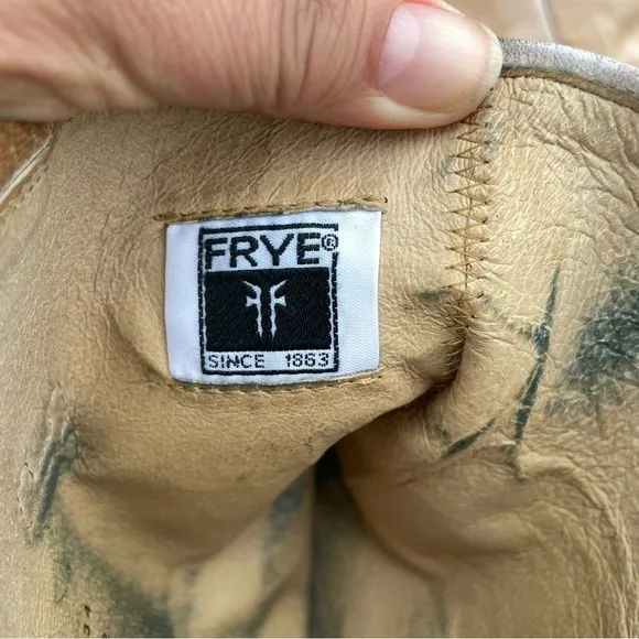 Frye Womens Paige Tall Riding Boots Weathered Distressed Burnished Tan 7.5