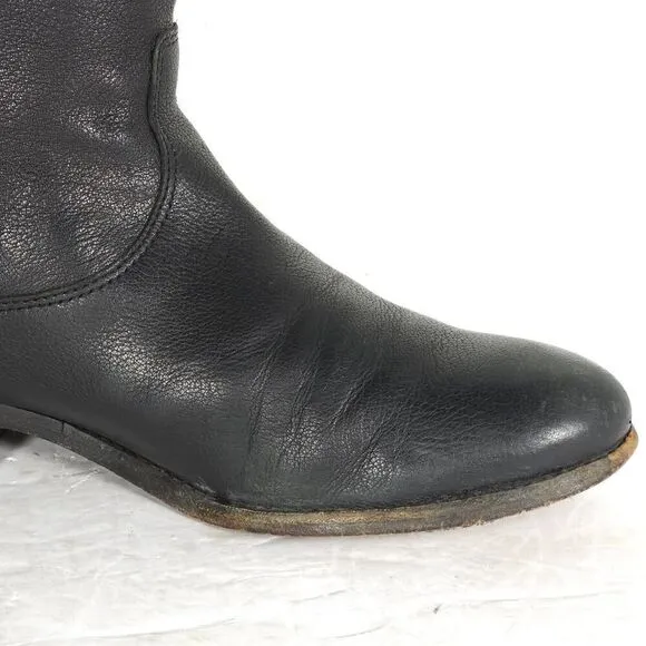 FRYE Women's Melissa Back Zip US 8,5B Black Leather Button Tall Riding Boots