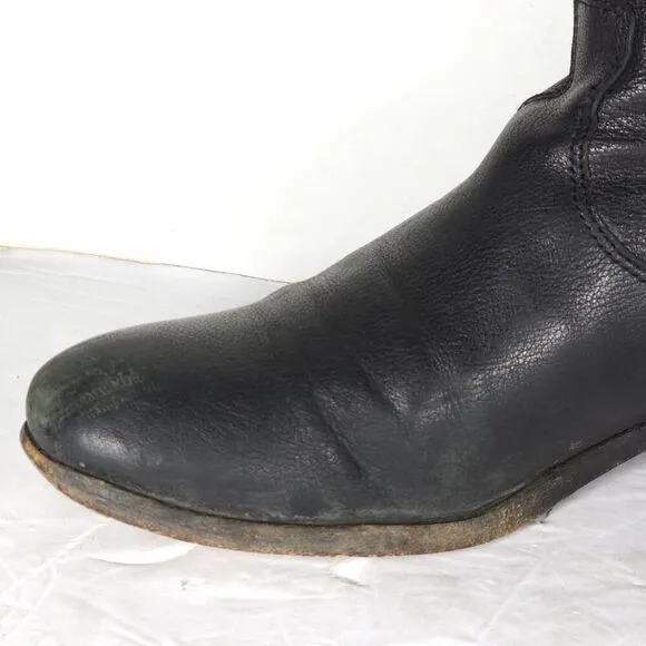 FRYE Women's Melissa Back Zip US 8,5B Black Leather Button Tall Riding Boots