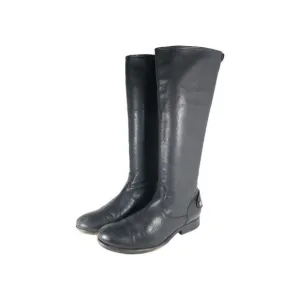 FRYE Women's Melissa Back Zip US 8,5B Black Leather Button Tall Riding Boots