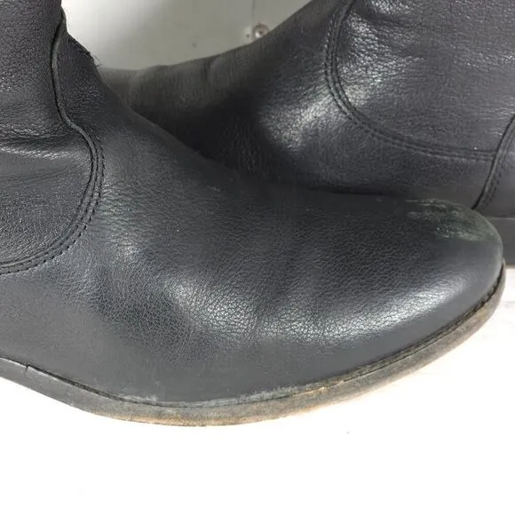 FRYE Women's Melissa Back Zip US 8,5B Black Leather Button Tall Riding Boots