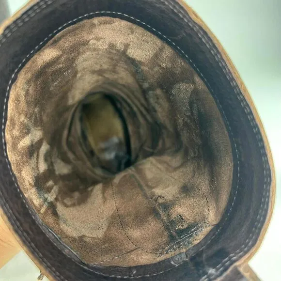Frye Jane Strappy Brown Leather Riding Boots US 6.5 B Women's Heels Knee-High