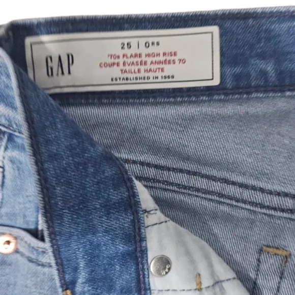 GAP Jeans 70s retro high rise flares stretch size 25 waist