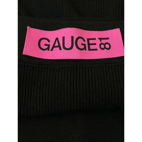 Gauge 81 Nina Mini Skirt Womens S Black Ribbed Knit Bodycon Belted Clubwear