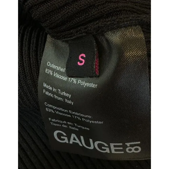 Gauge 81 Nina Mini Skirt Womens S Black Ribbed Knit Bodycon Belted Clubwear