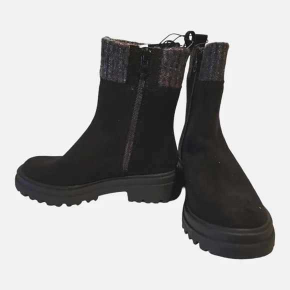 Gbg Guess Black AYLAN Sweater Detailing Zipper Boots- sz 5.5