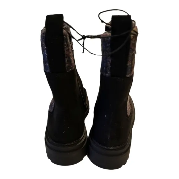 Gbg Guess Black AYLAN Sweater Detailing Zipper Boots- sz 5.5