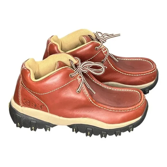GBX Leather Ankle Boots Casual‎ Lace Up Lug Sole Brown Shoes Men Size 7.5